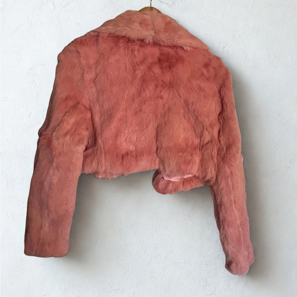 Pink Rabbit Fur Cropped Jacket - Picture 2 of 8